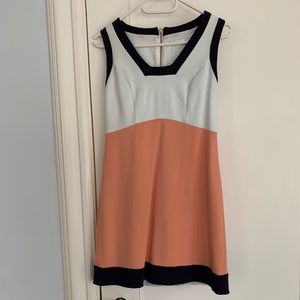 Shoshanna colorblock dress navy/peach sz 0